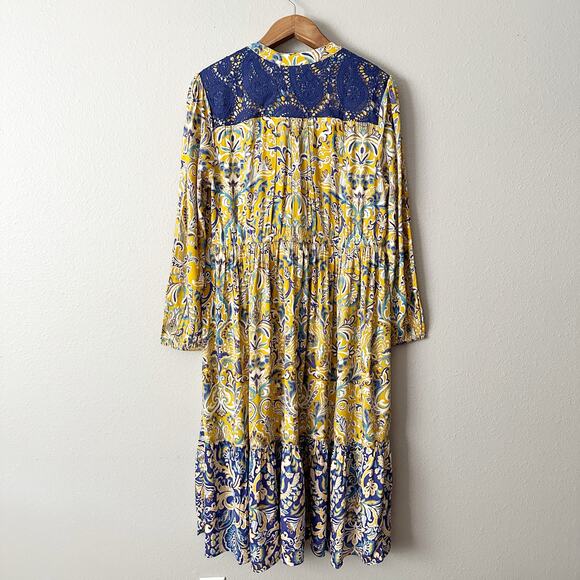 Soft Surroundings Mandisa Challis Lace Yoke Midi Dress Women's Size XL NEW - Picture 9 of 13